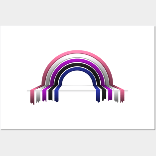 Gender Fluid Pride Flag 3D Drip Rainbow Design Posters and Art